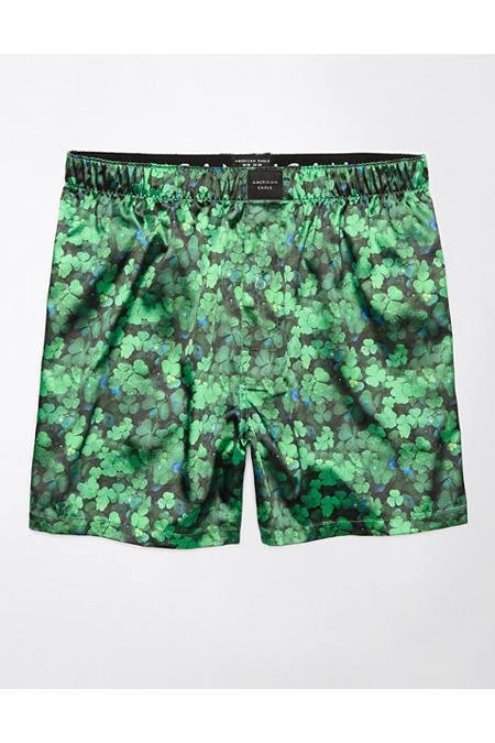 AEO Clovers Satin Pocket Boxer Short Men's Green XL by AMERICAN EAGLE