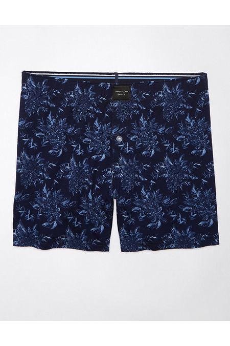 AEO Floral Slim Knit Ultra Soft Boxer Short Men's Navy L by AMERICAN EAGLE