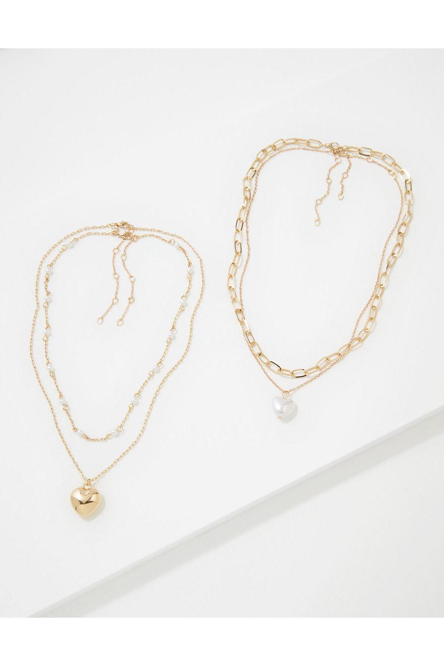 AEO Gold Heart Necklace 4-Pack Women's Gold by AMERICAN EAGLE