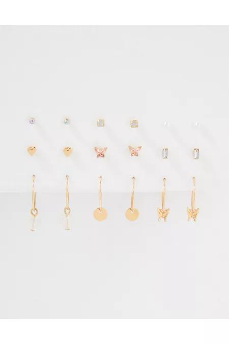 AEO Gold Mini Stud  Hoop Earring 18-Pack Women's Gold by AMERICAN EAGLE