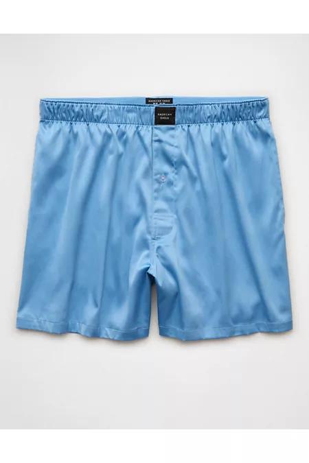 AEO Men's Satin Pocket Boxer Short Men's Blue Daylight by AMERICAN EAGLE
