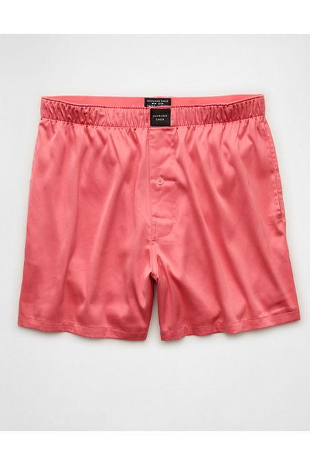 AEO Men's Satin Pocket Boxer Short Men's Coral Sun by AMERICAN EAGLE