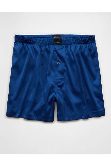 AEO Men's Satin Pocket Boxer Short Men's Steel Blue by AMERICAN EAGLE