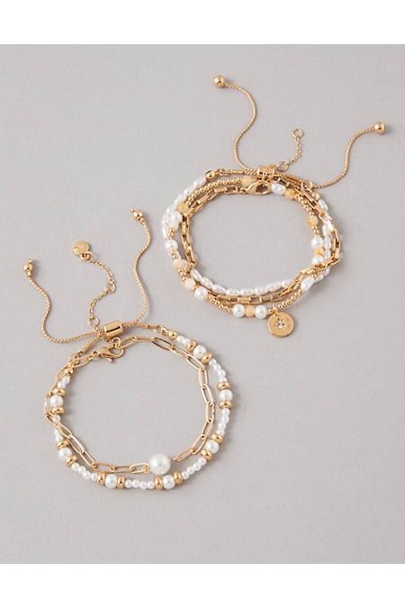 AEO Pearl  Gold Bracelets 5-Pack Women's Gold by AMERICAN EAGLE