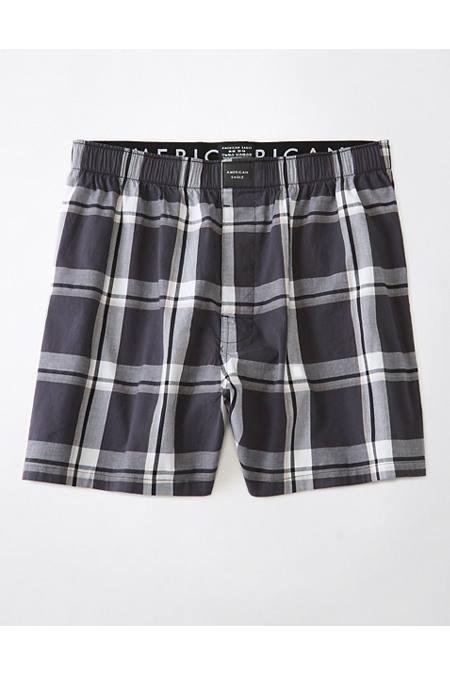 AEO Plaid Stretch Boxer Short Men's Charcoal M by AMERICAN EAGLE