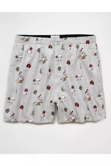 AEO Snoopy Flannel Pocket Boxer Short Men's Grey by AMERICAN EAGLE