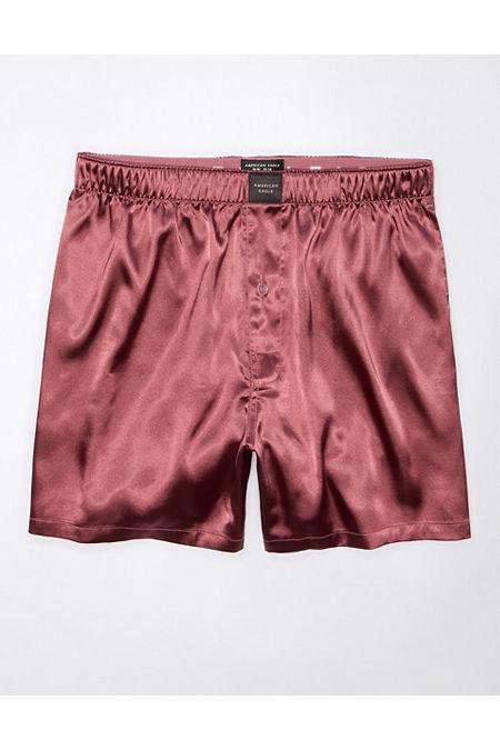 AEO Solid Satin Pocket Boxer Short Men's Heathered Rose L by AMERICAN EAGLE