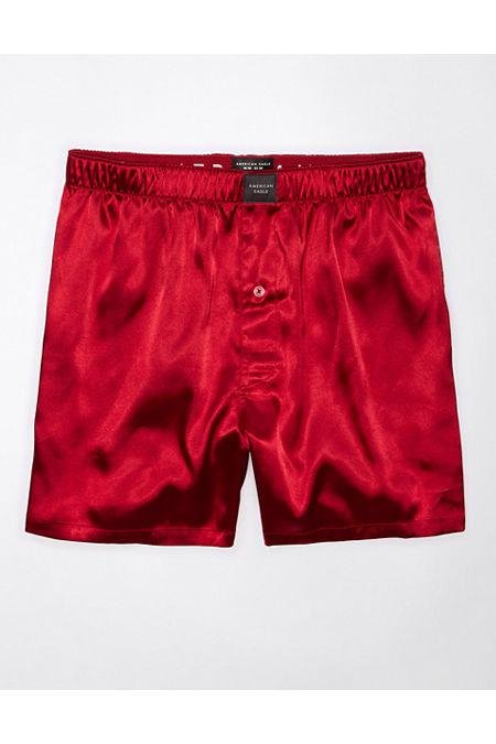 AEO Solid Satin Pocket Boxer Short Men's Red S by AMERICAN EAGLE