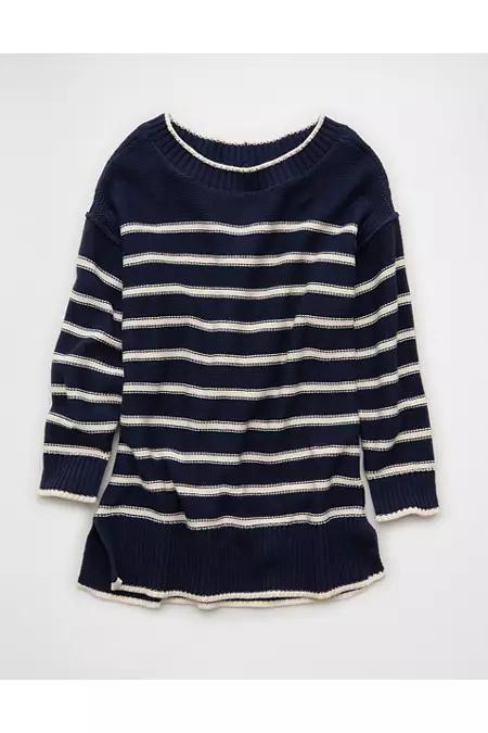 AEtriped Boat Neck Miniweater Dress Women's Navy by AMERICAN EAGLE