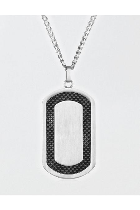 West Coast Jewelry Men's Brushed Black Carbon Fiber Frame Stainless Steel Necklace Men's Black by AMERICAN EAGLE