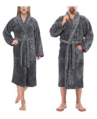 Unisex Luxury Hotel Spa Warm Shawl Collar Soft Plush Fleece Bath Robe by AMERICAN SOFT LINEN