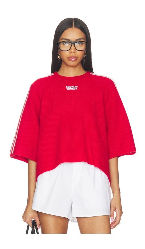 American Vintage Short Sleeve Cropped Tee in Red by AMERICAN VINTAGE