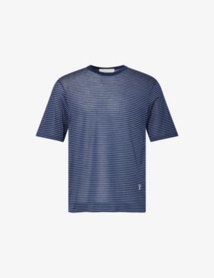ADC-Embroidered Striped Cotton-Jersey T-Shirt by AMI