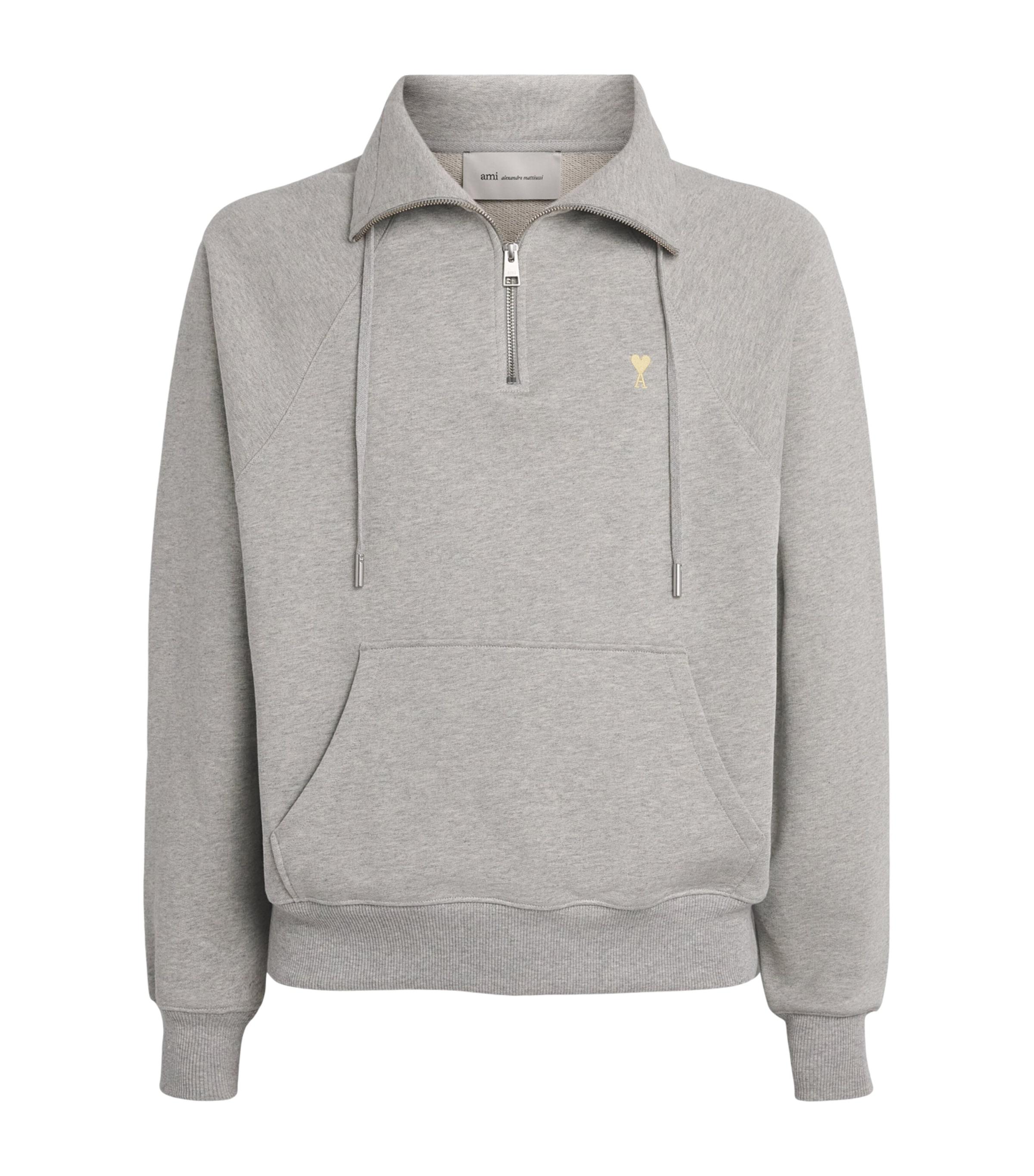 AMI Paris Cotton Logo Quarter-Zip Sweatshirt by AMI