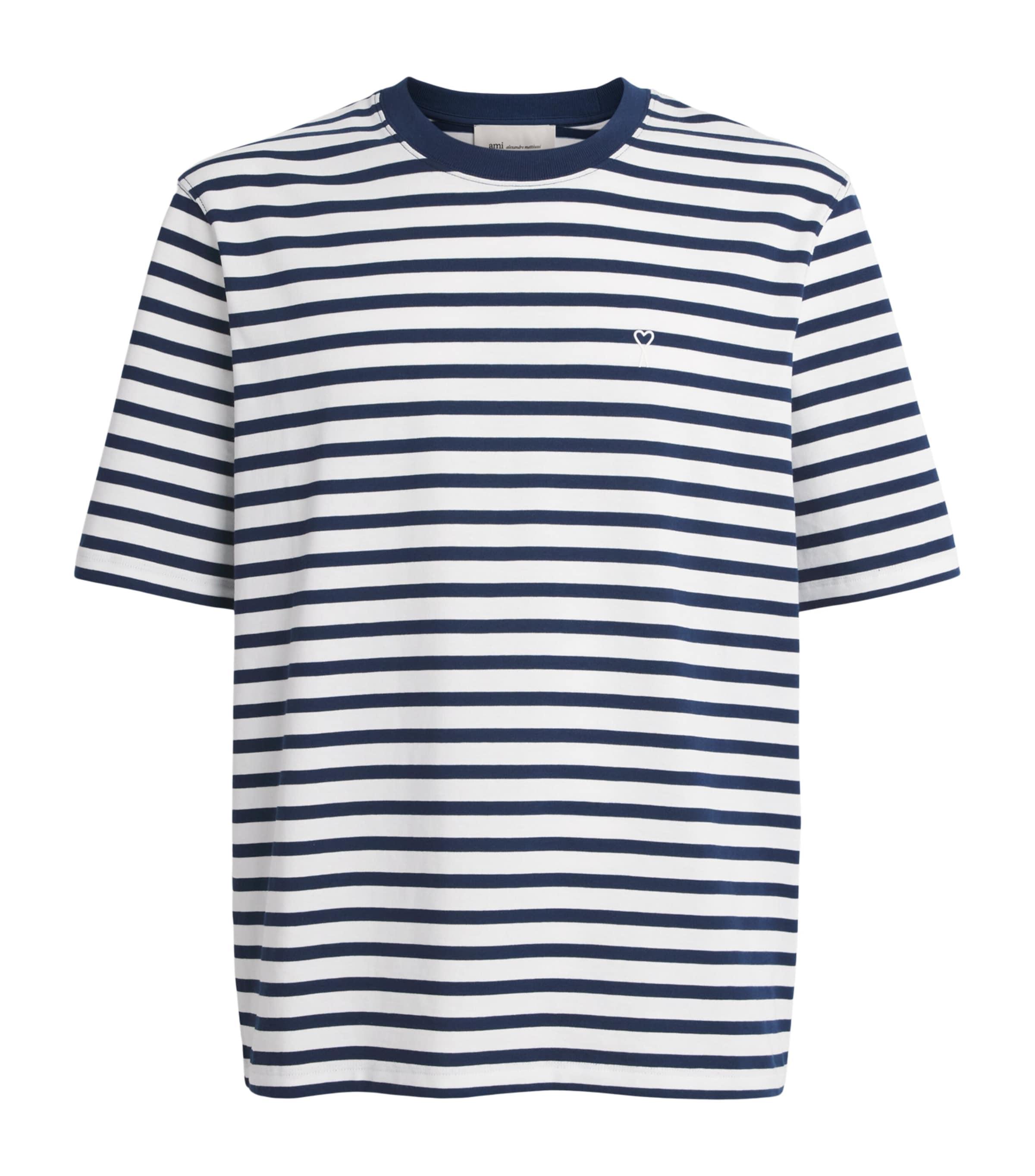 AMI Paris Cotton Stripe Logo T-Shirt by AMI
