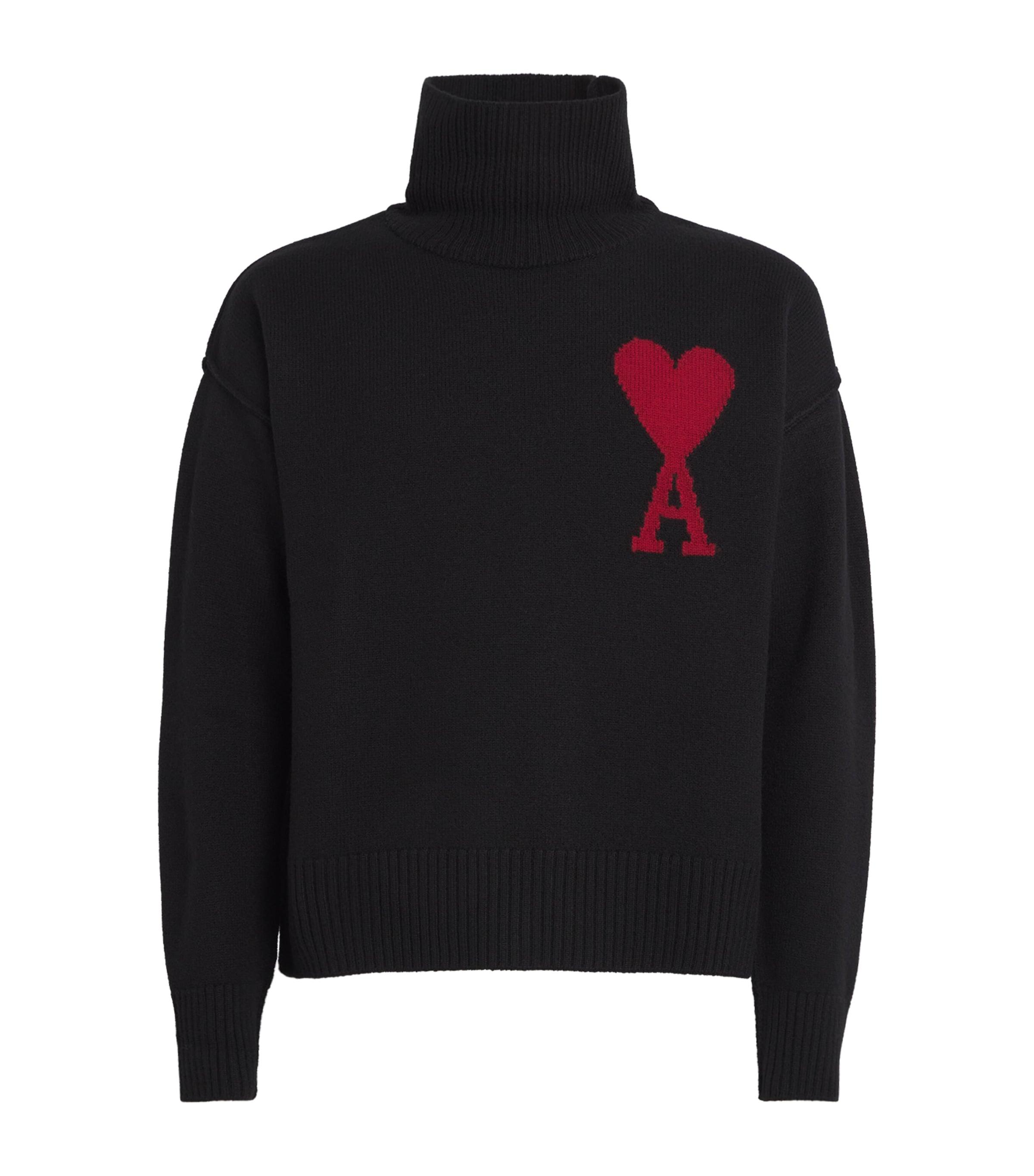 AMI Paris Virgin Wool Logo Rollneck Sweater by AMI