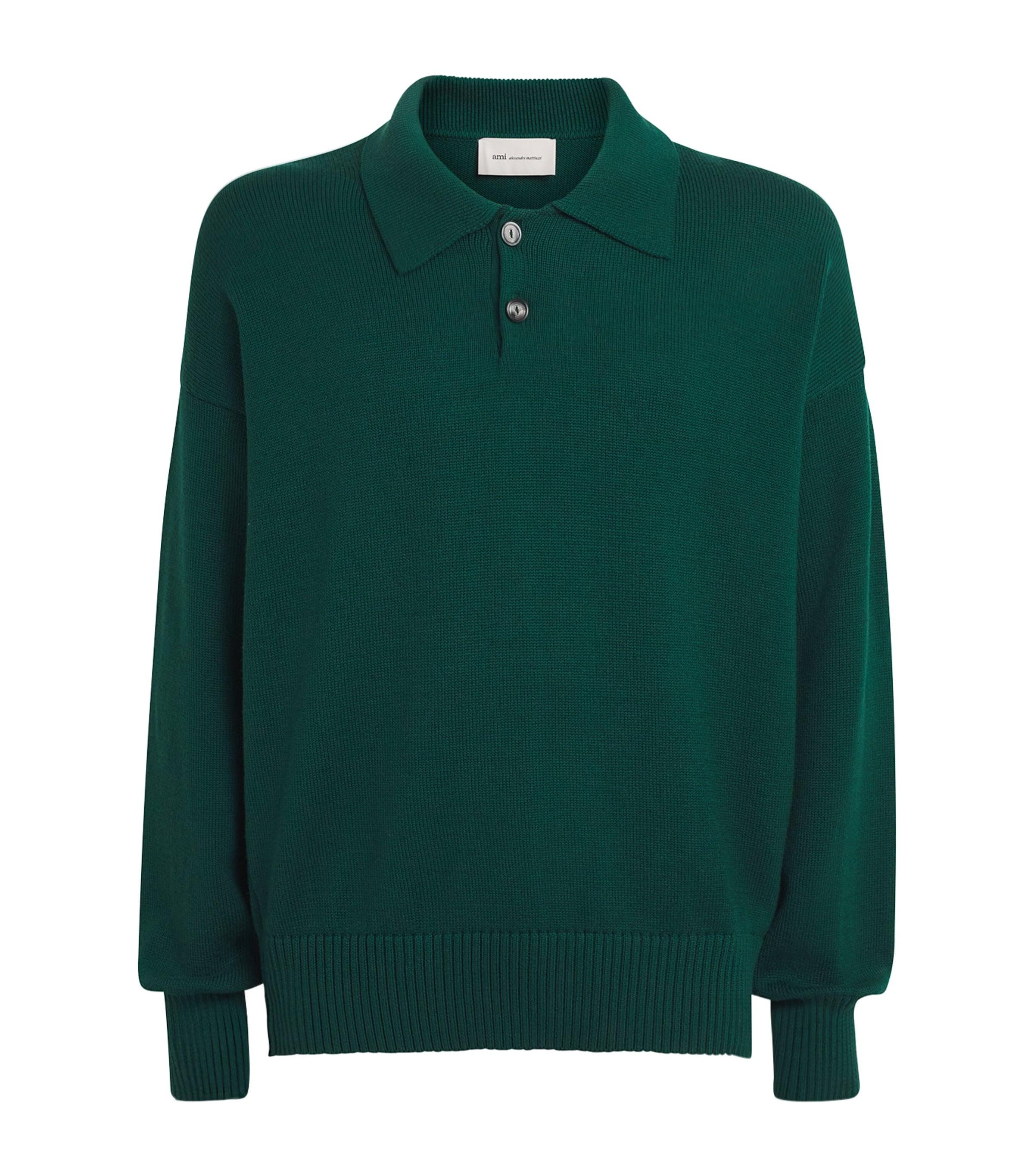 AMI Paris Wool-Cotton Boxy Polo Sweater by AMI