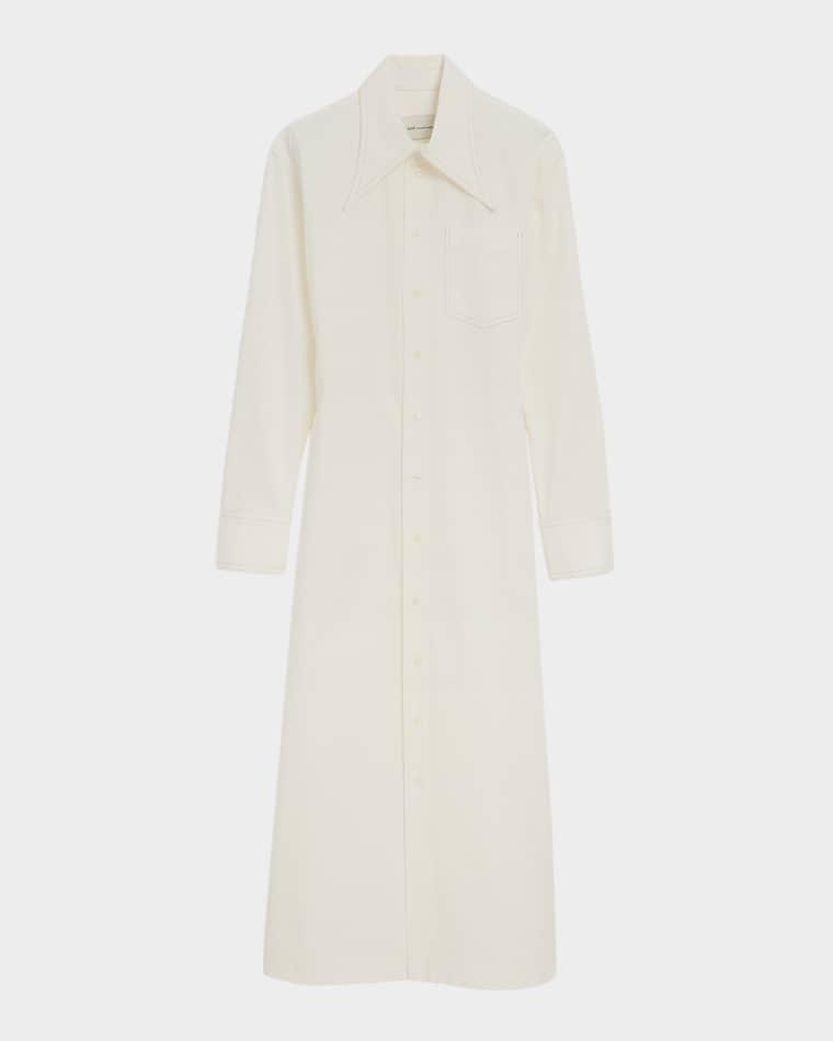 Balloon-Sleeve Cotton Gabardine Midi Shirtdress by AMI