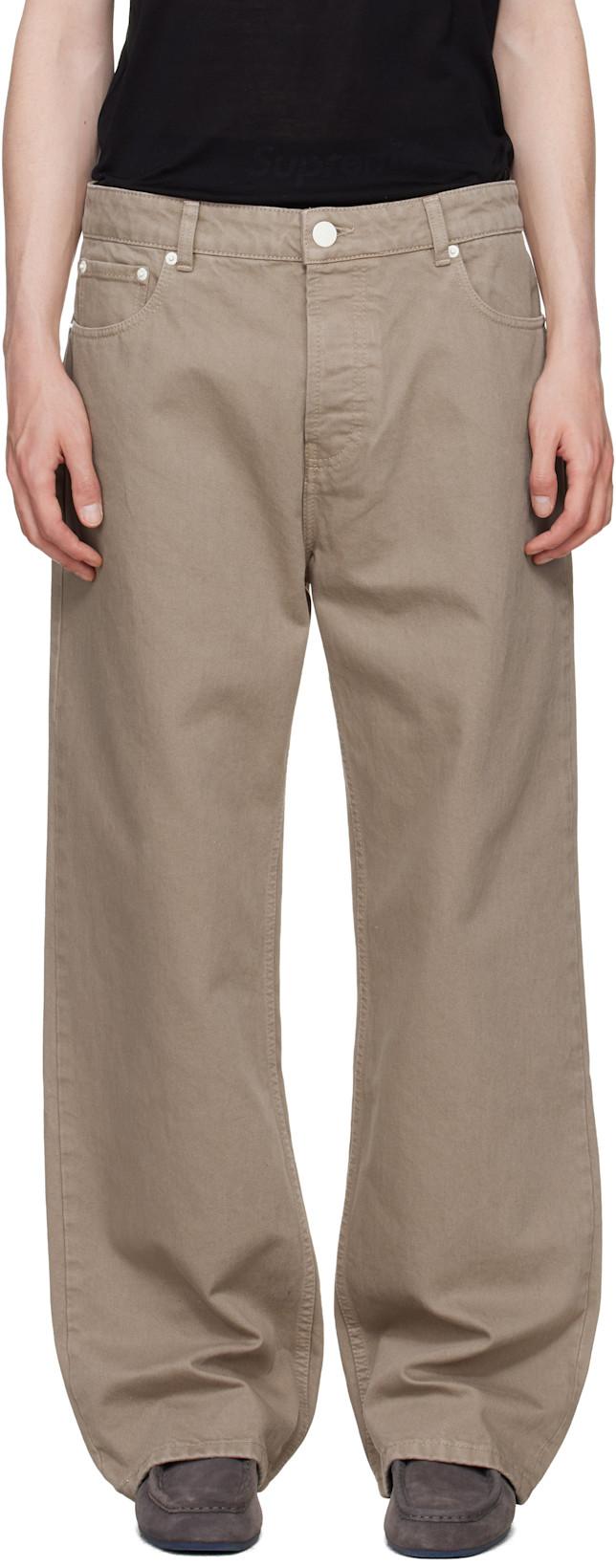 Beige Cotton Large Fit Jeans by AMI