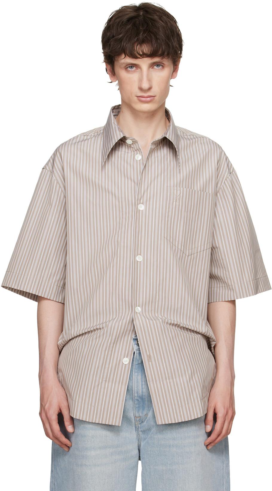 Beige Striped 'Ami de Coeur' Wide Shirt by AMI