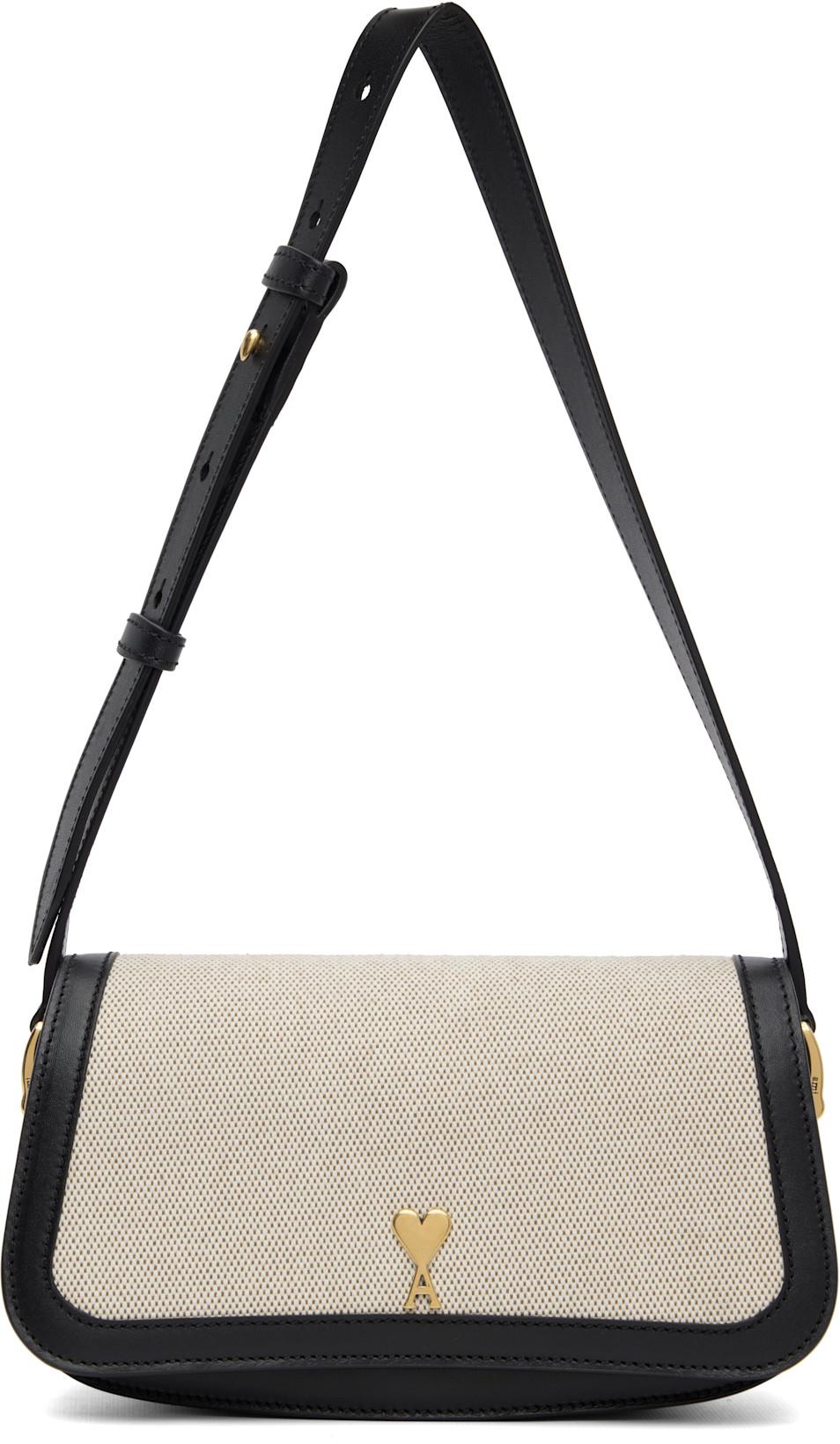 Beige & Black Paris Paris Shoulder Bag by AMI