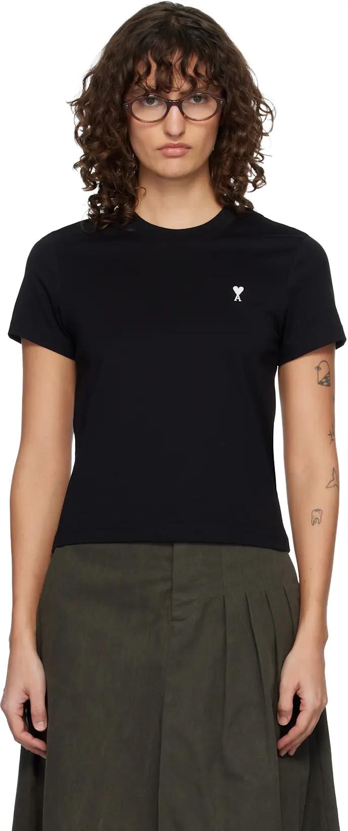 Black Ami de Coeur Cropped T-shirt by AMI