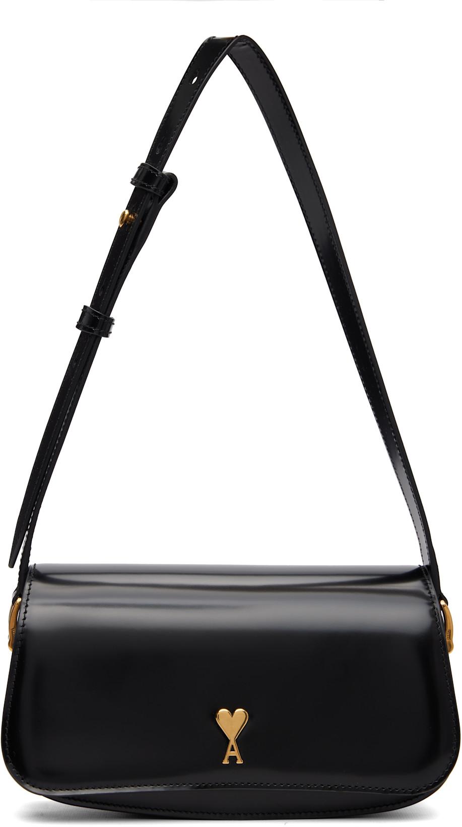 Black Calfskin Leather Paris Paris Shoulder Bag by AMI