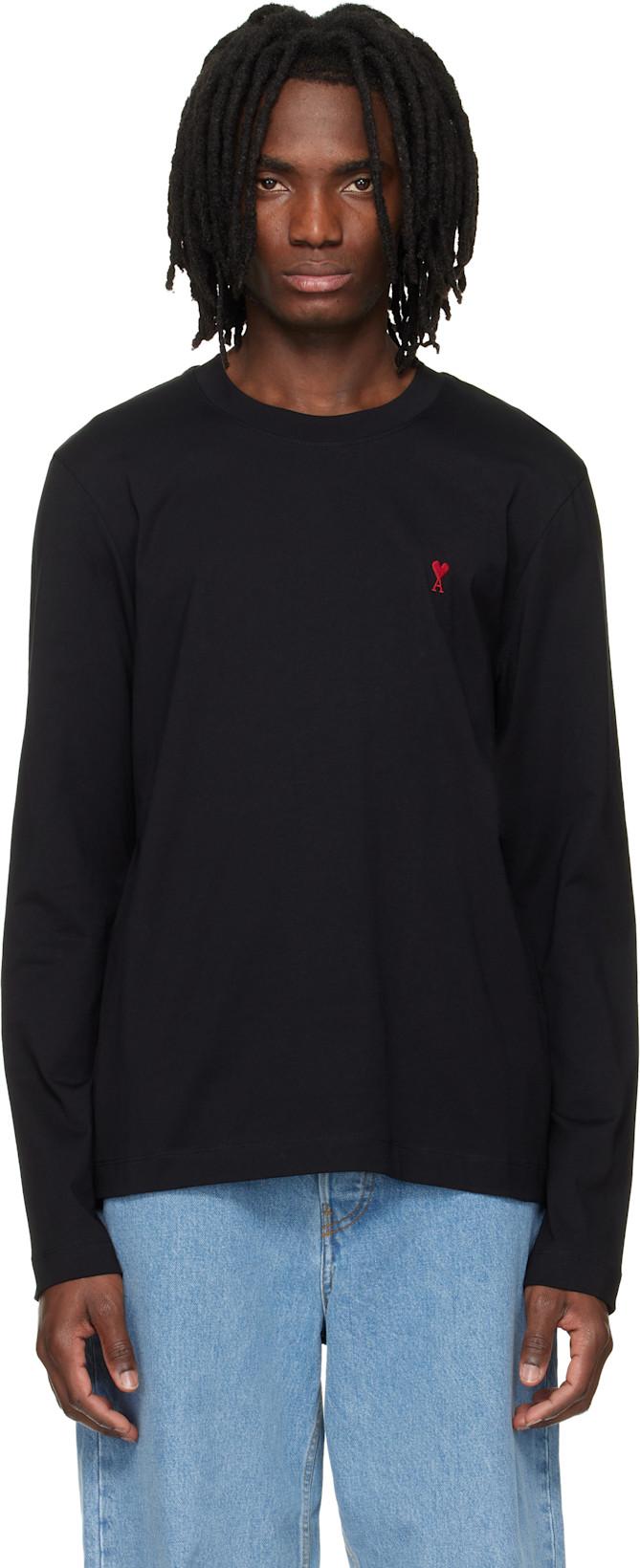 Black Cotton Ami de Coeur Longsleeves T-shirt by AMI