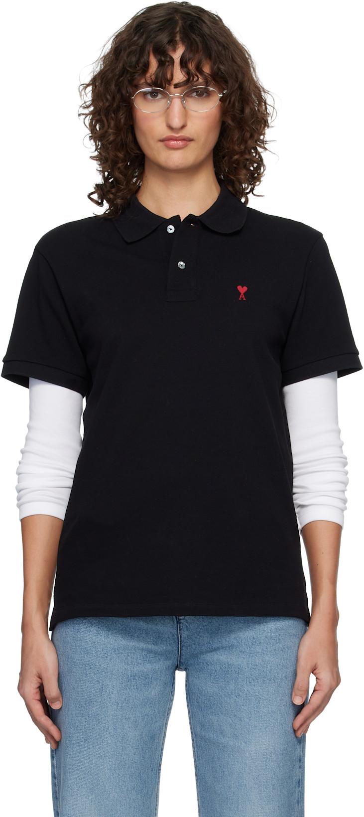 Black Cotton Ami de Coeur Polo by AMI