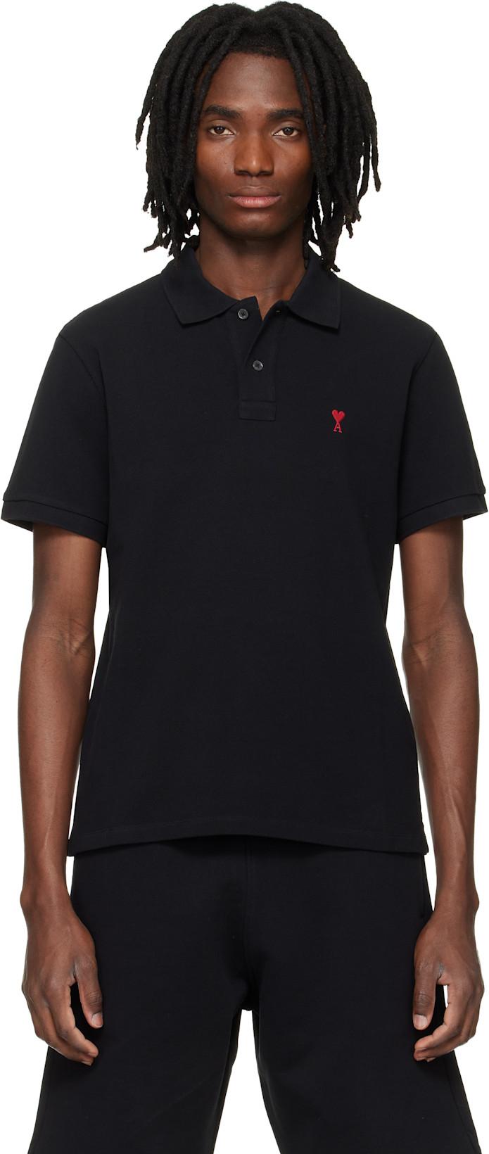 Black Cotton Ami de Coeur Polo by AMI