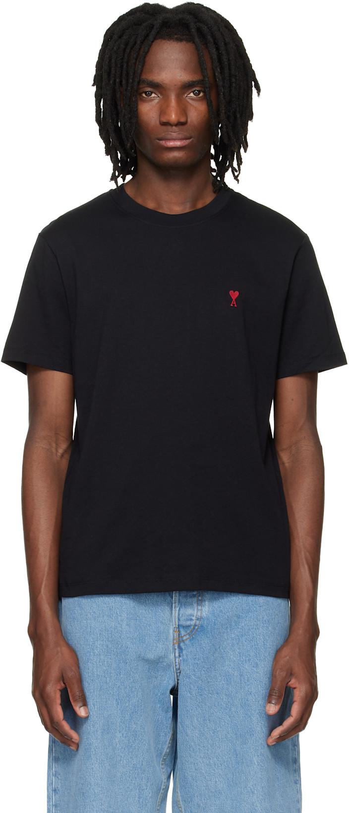 Black Cotton Ami de Coeur T-shirt by AMI