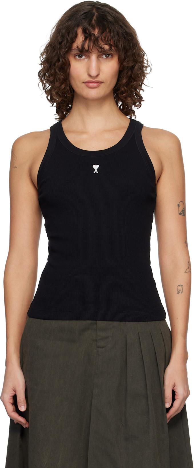 Black Cotton Ami de Coeur Tank Top by AMI