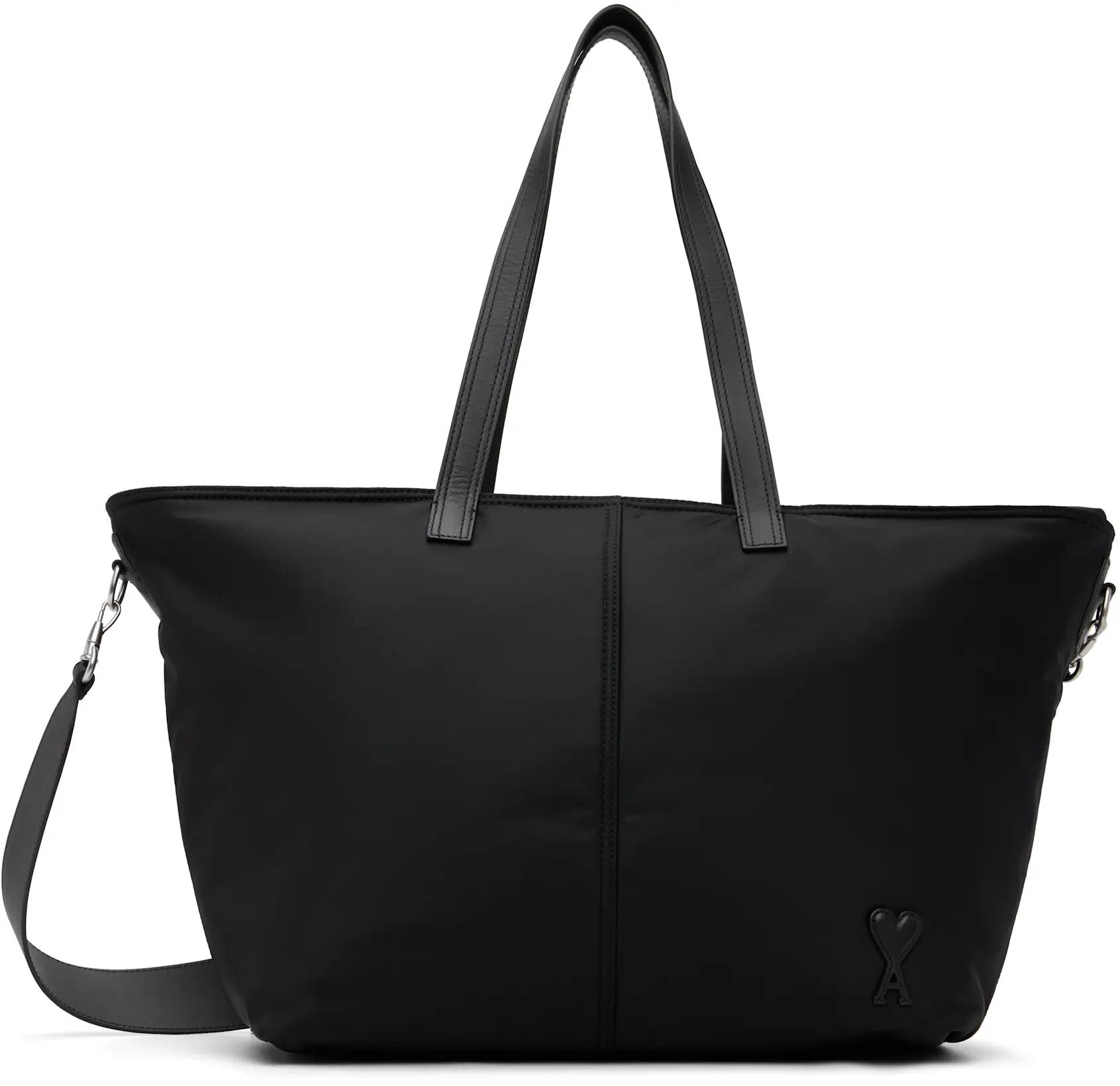 Black Nylon Marcel Small Shopping Tote by AMI