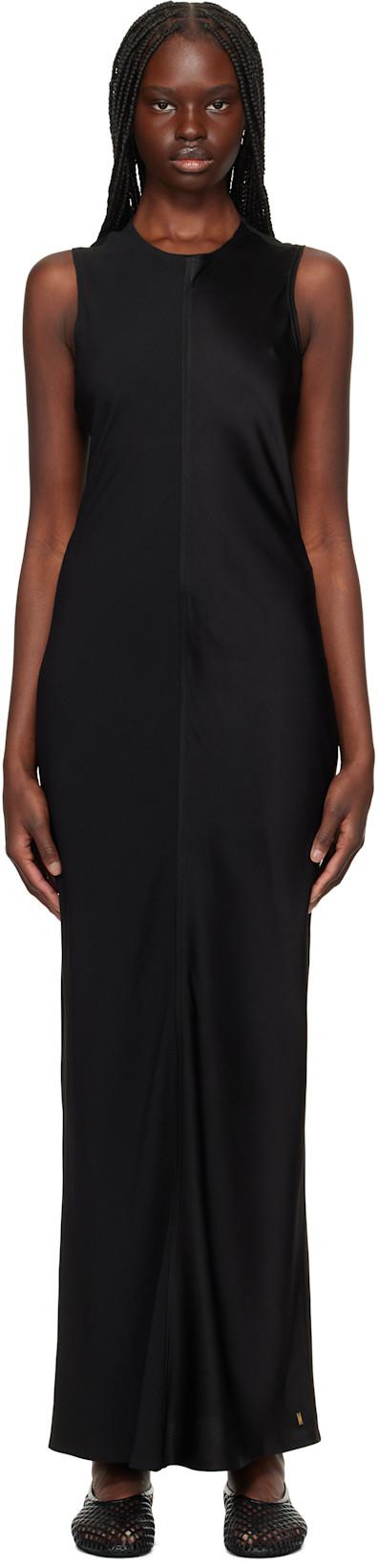 Black Straight Maxi Dress by AMI