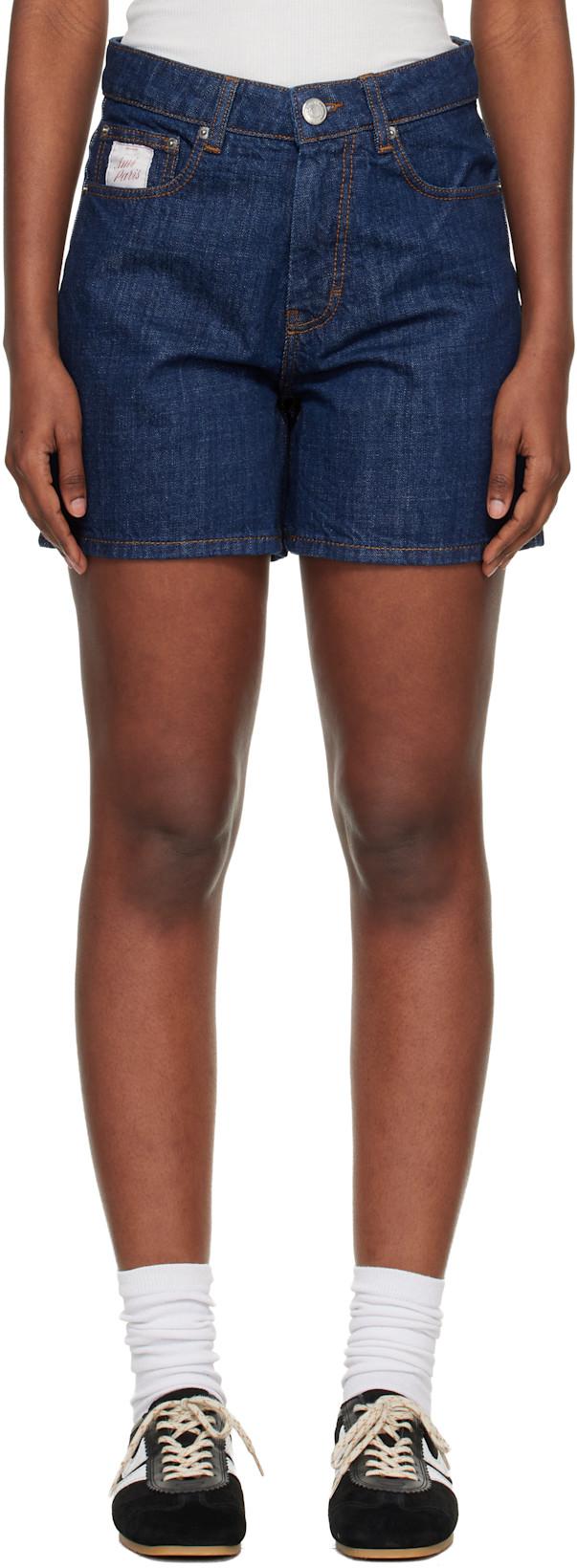 Blue Ami Paris Heritage Cotton Denim Shorts by AMI