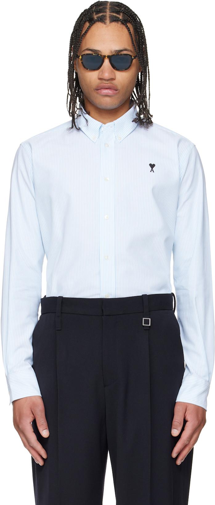 Blue Cotton Ami de Coeur Oxford Shirt by AMI