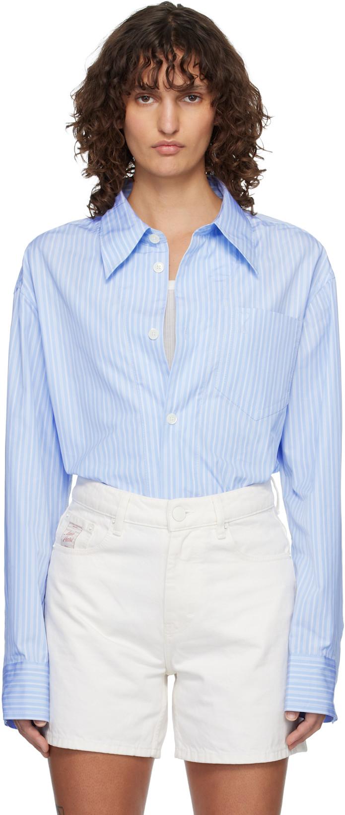 Blue Long Sleeve Wide Shirt by AMI