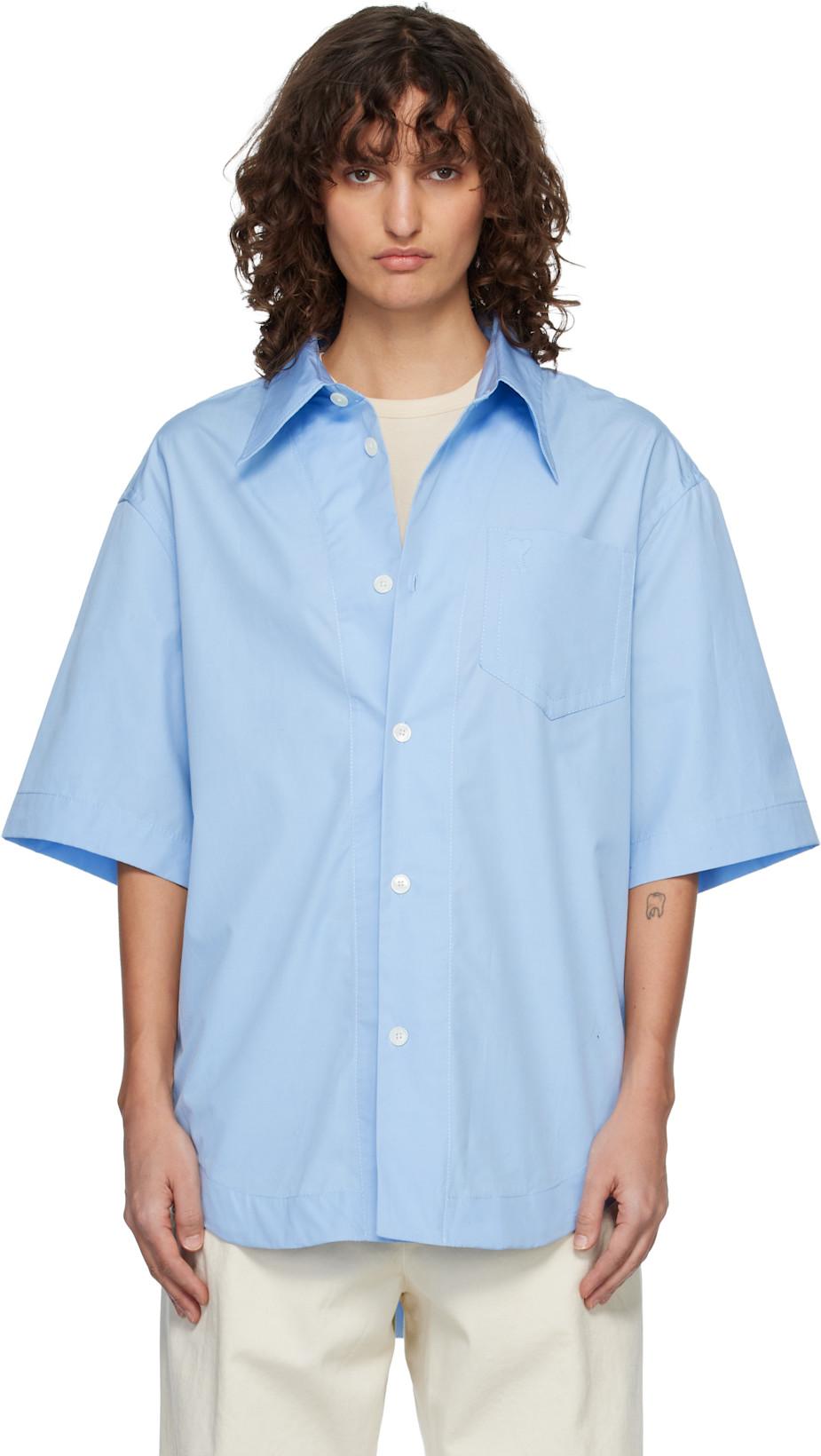 Blue Short Sleeve Wide Shirt by AMI
