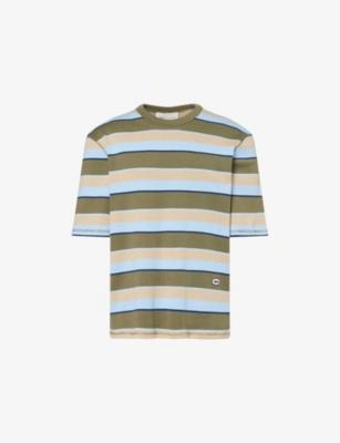 Brand-Patch Stripe-Print Cotton-Jersey T-Shirt by AMI