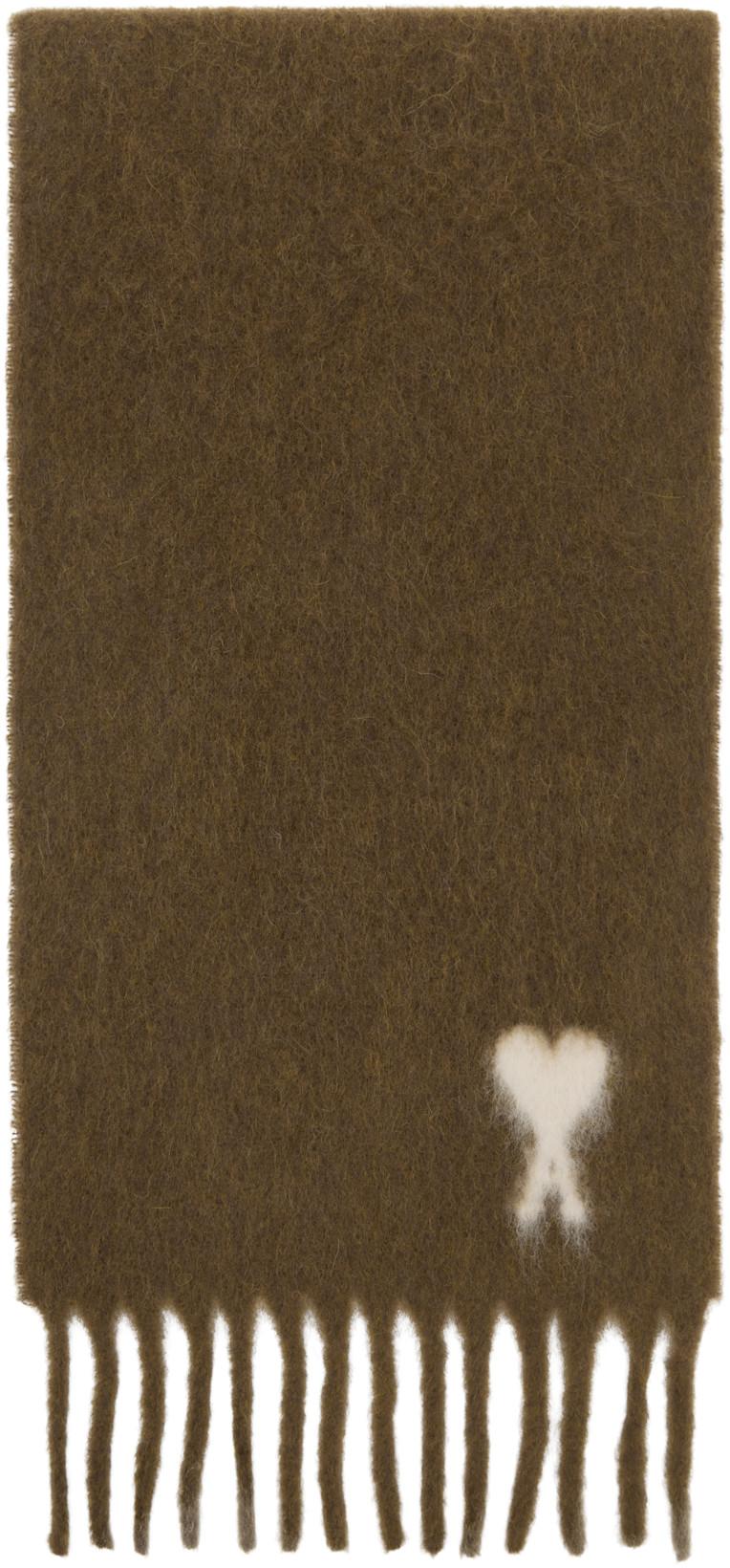 Brown Alpaca Ami de Coeur Scarf by AMI