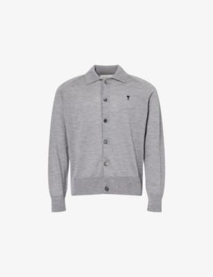 Contrast Ami de Coeur Wool Knit Cardigan Shirt by AMI