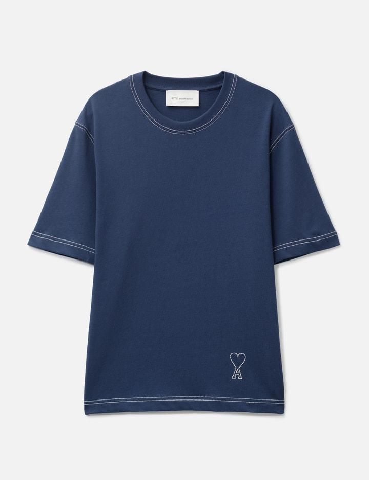 Cotton Topstitching Ami De Coeur T-Shirt by AMI