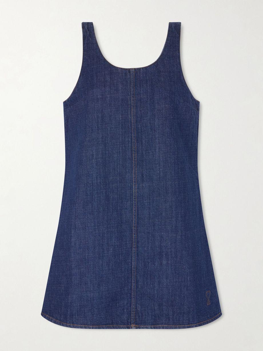 Embroidered denim mini dress by AMI