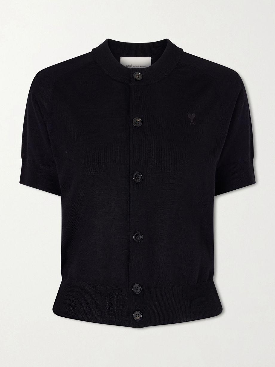 Embroidered merino wool cardigan by AMI