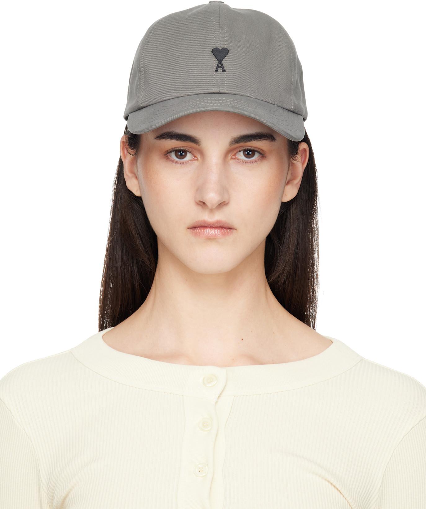 Gray Cotton Ami de Coeur Embroidery Cap by AMI