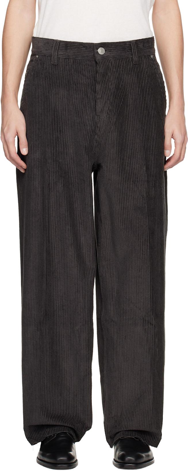 Gray Cotton Large Fit Trousers by AMI