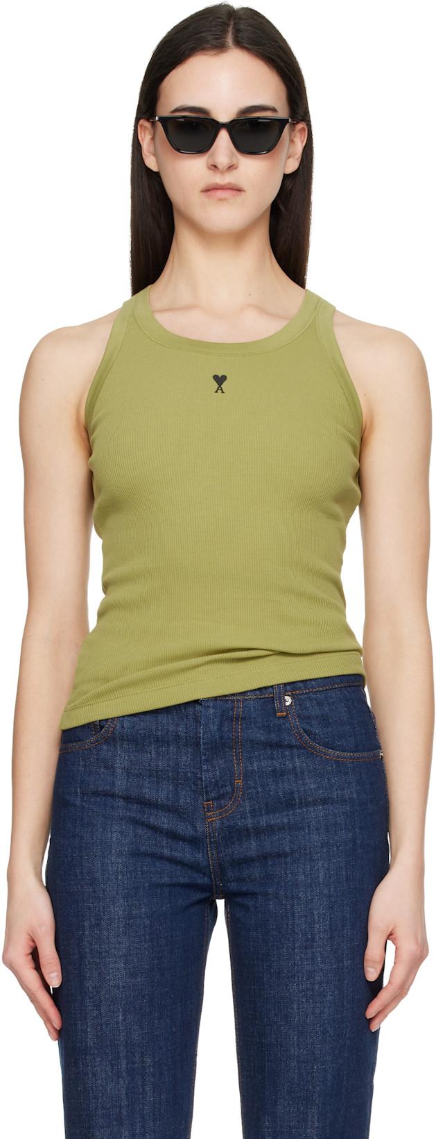 Green Cotton Ami de Coeur Tank Top by AMI