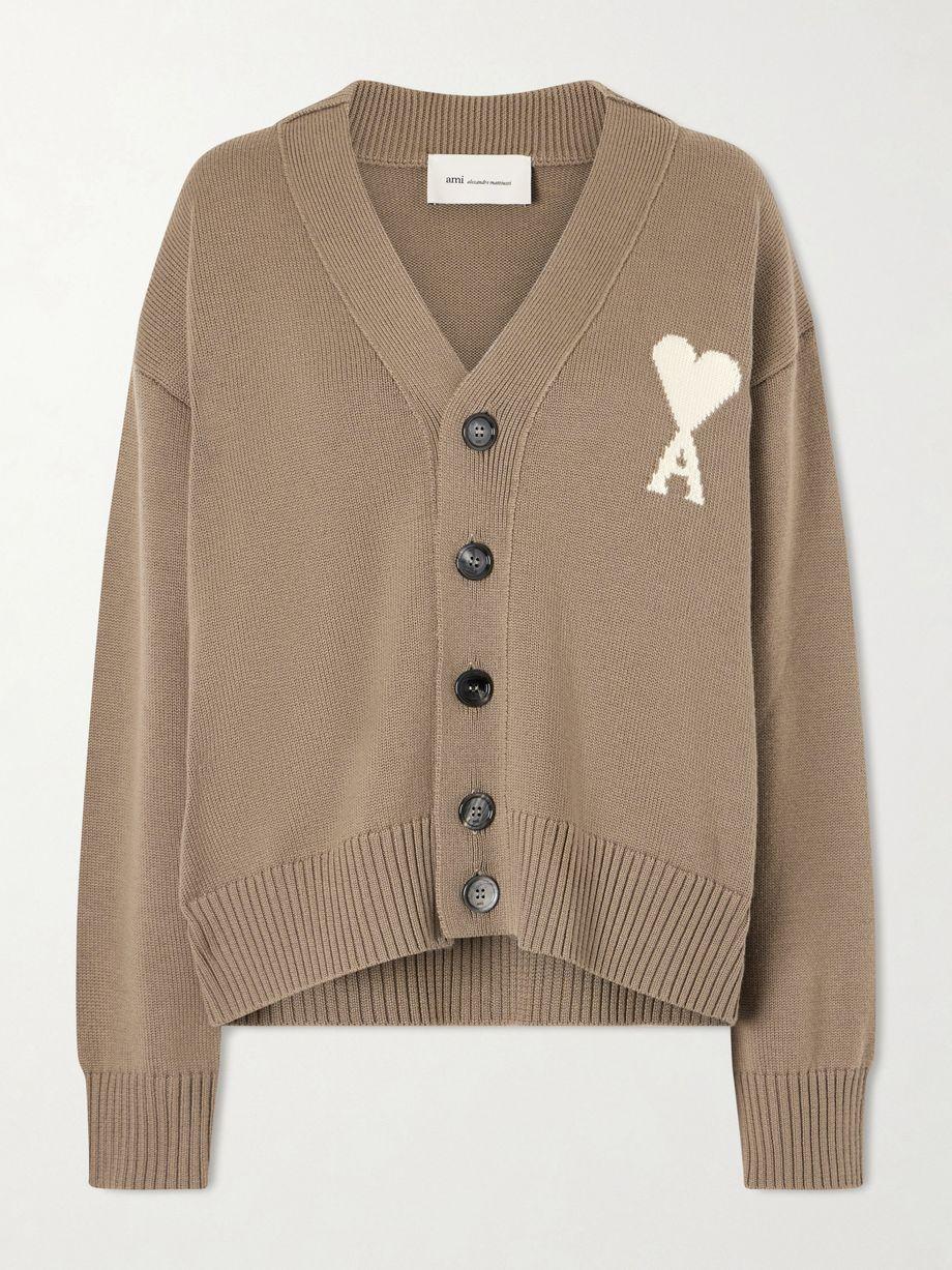Intarsia wool and cotton-blend cardigan by AMI