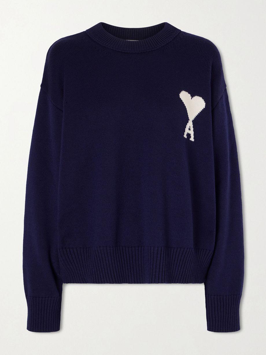 Intarsia wool and cotton-blend sweater by AMI