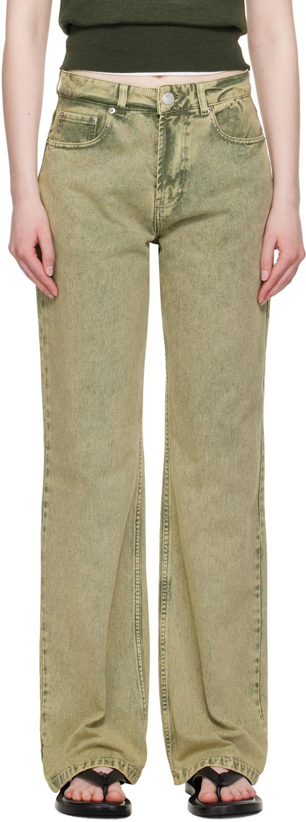 Khaki Cotton Large Fit Jeans by AMI